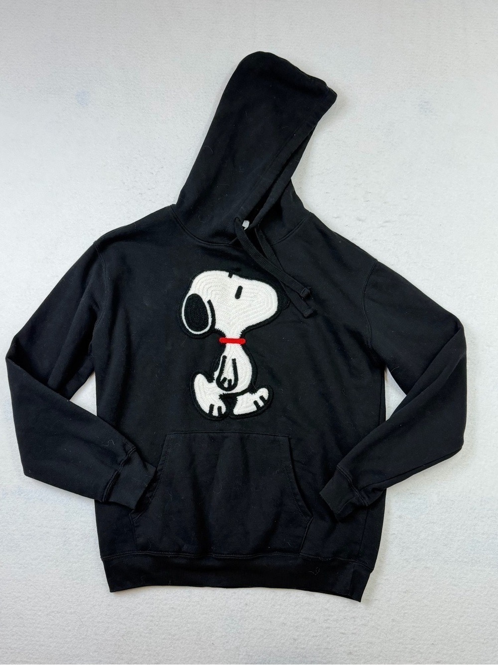 Snoopy Hoodie Sweatshirt Embroidered Licensed Peanuts Women's Black Size M